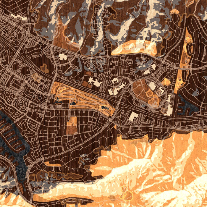 Westlake Village California Map Print in Ember Style Zoomed In Close Up Showing Details