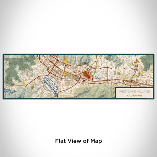 Flat View of Map Custom Westlake Village California Map Enamel Mug in Woodblock