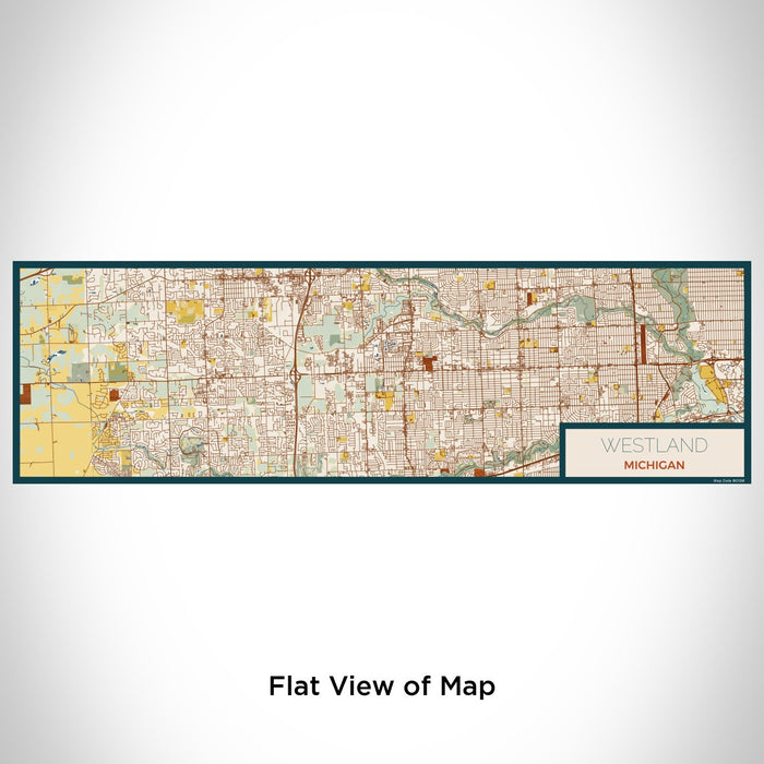Flat View of Map Custom Westland Michigan Map Enamel Mug in Woodblock