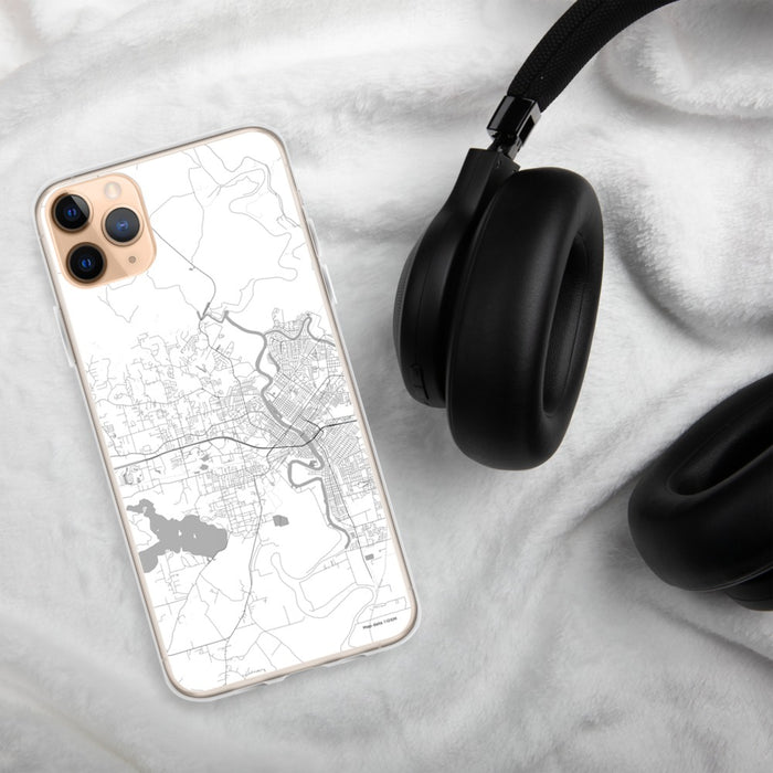 Custom West Monroe Louisiana Map Phone Case in Classic on Table with Black Headphones
