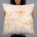 Person holding 22x22 Custom West Monroe Louisiana Map Throw Pillow in Watercolor