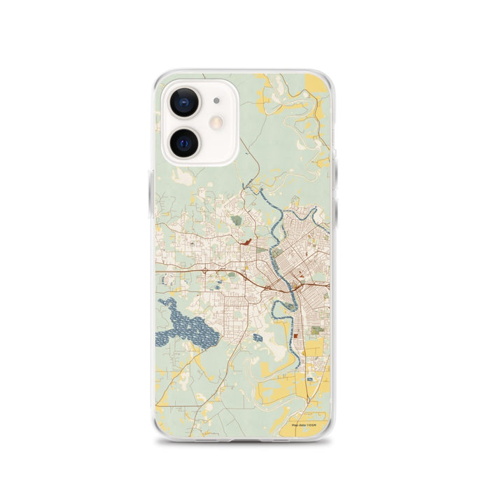Custom West Monroe Louisiana Map iPhone 12 Phone Case in Woodblock