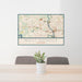 24x36 West Monroe Louisiana Map Print Landscape Orientation in Woodblock Style Behind 2 Chairs Table and Potted Plant