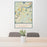 24x36 West Newbury Massachusetts Map Print Portrait Orientation in Woodblock Style Behind 2 Chairs Table and Potted Plant