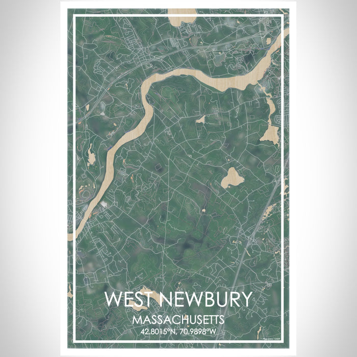 West Newbury Massachusetts Map Print Portrait Orientation in Afternoon Style With Shaded Background