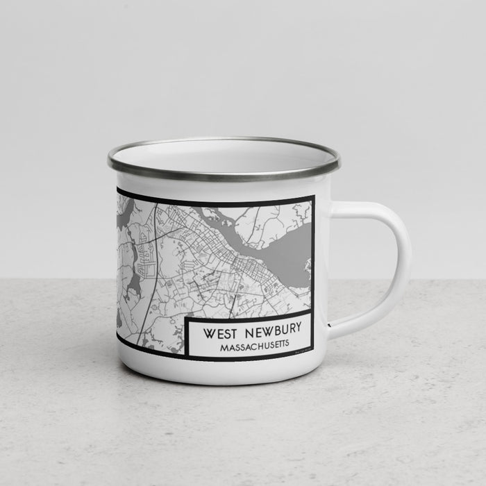 Right View Custom West Newbury Massachusetts Map Enamel Mug in Classic