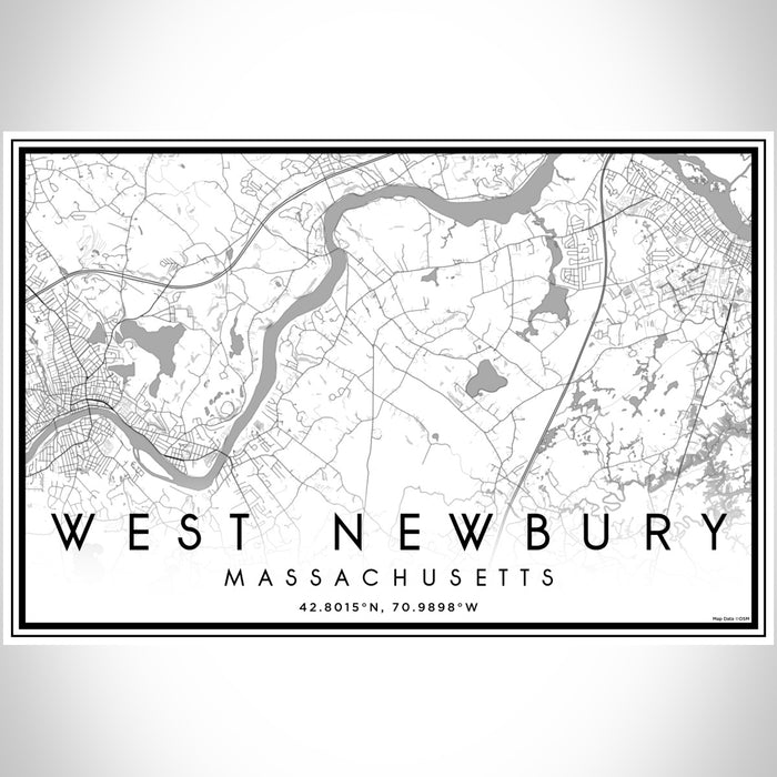 West Newbury Massachusetts Map Print Landscape Orientation in Classic Style With Shaded Background