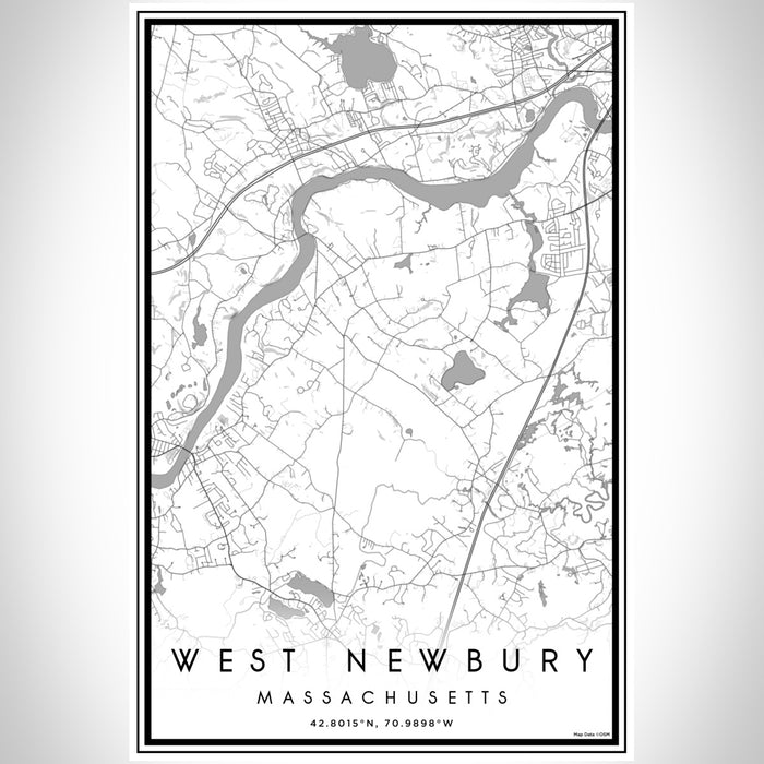 West Newbury Massachusetts Map Print Portrait Orientation in Classic Style With Shaded Background