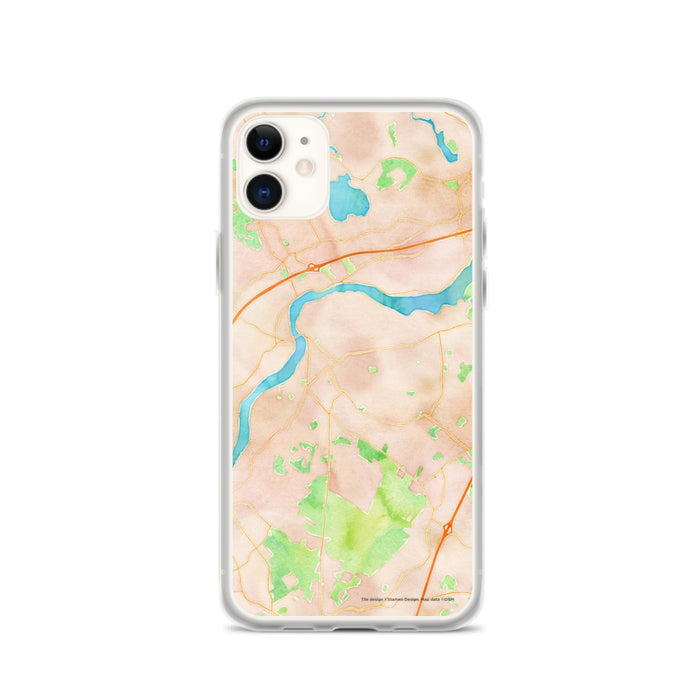 Custom iPhone 11 West Newbury Massachusetts Map Phone Case in Watercolor