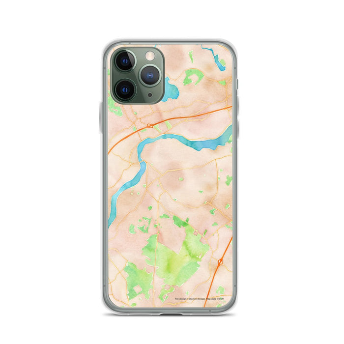 Custom iPhone 11 Pro West Newbury Massachusetts Map Phone Case in Watercolor