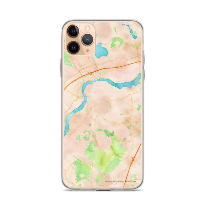 Custom iPhone 11 Pro Max West Newbury Massachusetts Map Phone Case in Watercolor