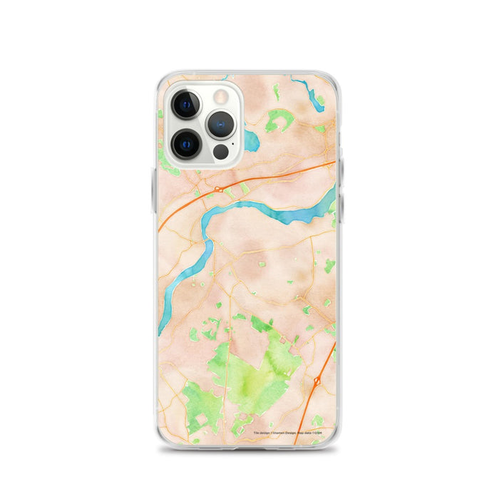 Custom iPhone 12 Pro West Newbury Massachusetts Map Phone Case in Watercolor