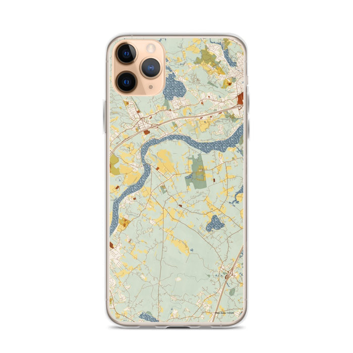 Custom iPhone 11 Pro Max West Newbury Massachusetts Map Phone Case in Woodblock