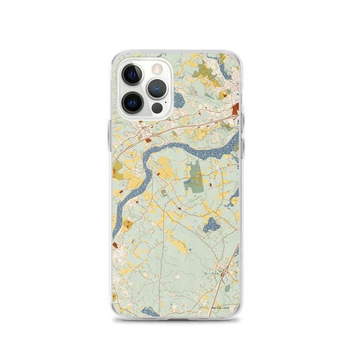 Custom iPhone 12 Pro West Newbury Massachusetts Map Phone Case in Woodblock