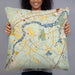 Person holding 22x22 Custom West Newbury Massachusetts Map Throw Pillow in Woodblock