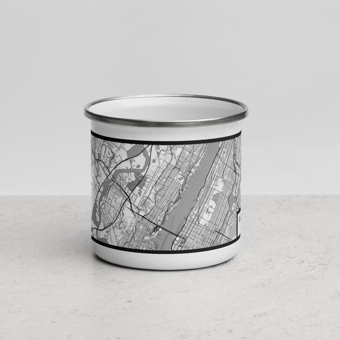 Front View Custom West New York New Jersey Map Enamel Mug in Classic