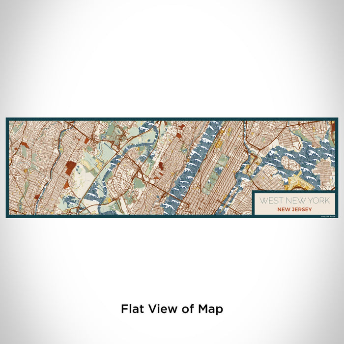 Flat View of Map Custom West New York New Jersey Map Enamel Mug in Woodblock