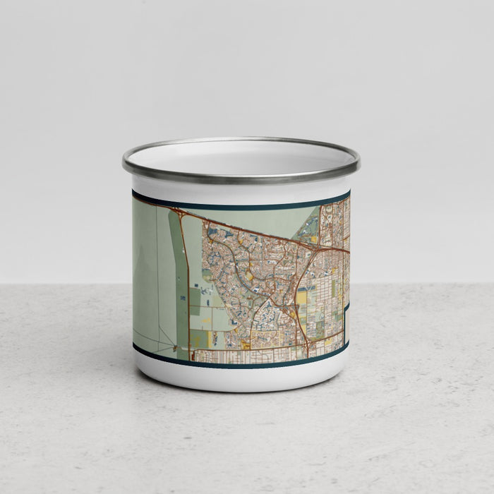 Front View Custom Weston Florida Map Enamel Mug in Woodblock