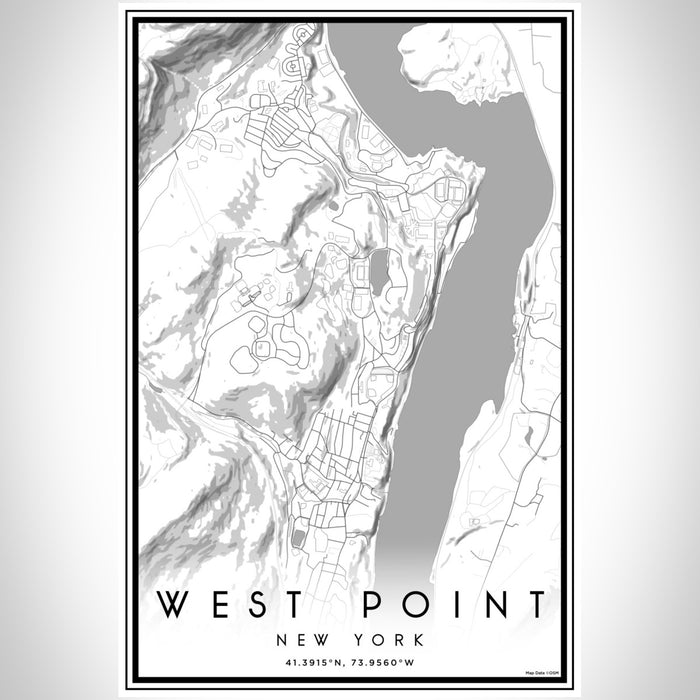 West Point New York Map Print Portrait Orientation in Classic Style With Shaded Background