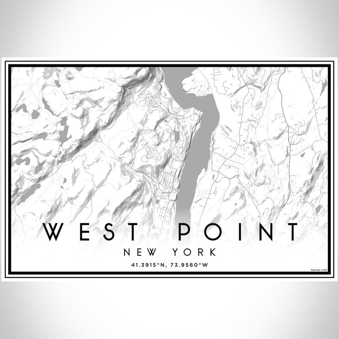West Point New York Map Print Landscape Orientation in Classic Style With Shaded Background