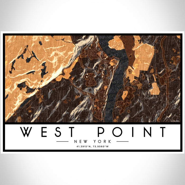 West Point New York Map Print Landscape Orientation in Ember Style With Shaded Background