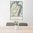24x36 West Point New York Map Print Portrait Orientation in Woodblock Style Behind 2 Chairs Table and Potted Plant