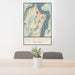 24x36 West Point New York Map Print Portrait Orientation in Woodblock Style Behind 2 Chairs Table and Potted Plant