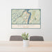 24x36 West Point New York Map Print Landscape Orientation in Woodblock Style Behind 2 Chairs Table and Potted Plant