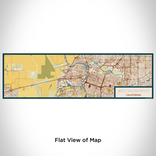 Flat View of Map Custom West Sacramento California Map Enamel Mug in Woodblock