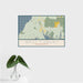16x24 West Tisbury Massachusetts Map Print Landscape Orientation in Woodblock Style With Tropical Plant Leaves in Water