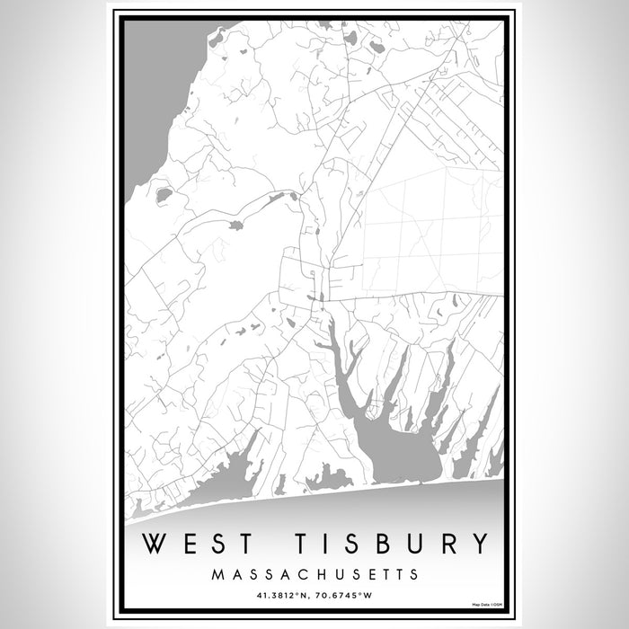 West Tisbury Massachusetts Map Print Portrait Orientation in Classic Style With Shaded Background