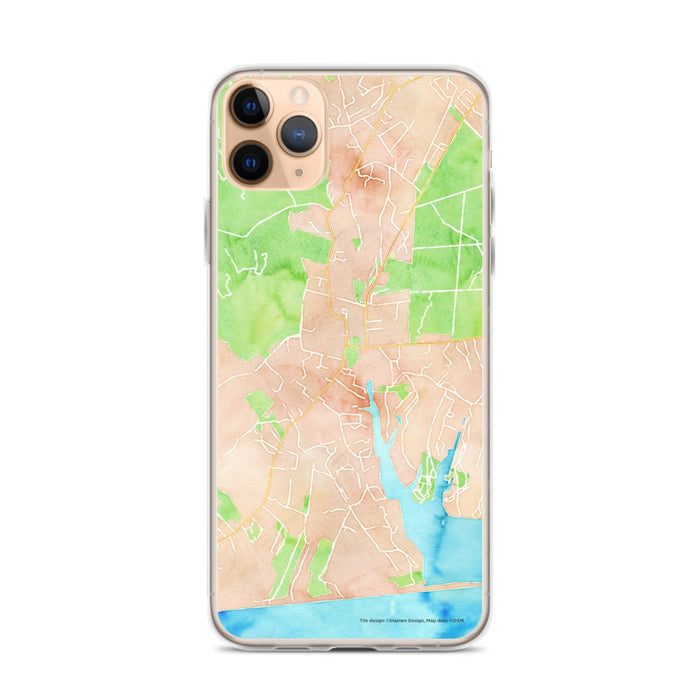 Custom iPhone 11 Pro Max West Tisbury Massachusetts Map Phone Case in Watercolor