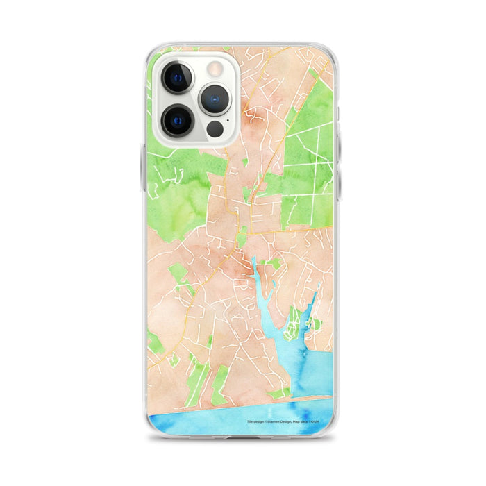 Custom iPhone 12 Pro Max West Tisbury Massachusetts Map Phone Case in Watercolor
