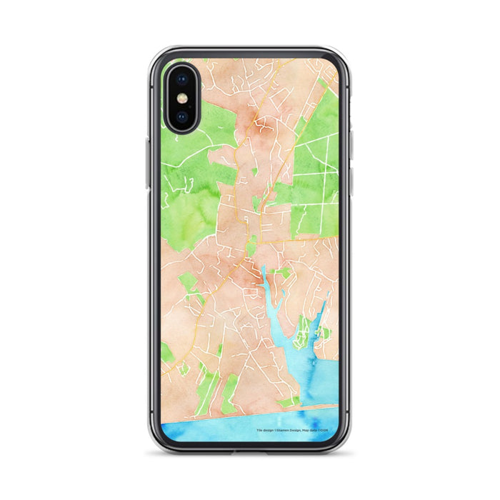 Custom iPhone X/XS West Tisbury Massachusetts Map Phone Case in Watercolor