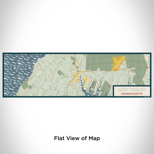 Flat View of Map Custom West Tisbury Massachusetts Map Enamel Mug in Woodblock