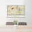 24x36 Wethersfield Connecticut Map Print Lanscape Orientation in Woodblock Style Behind 2 Chairs Table and Potted Plant