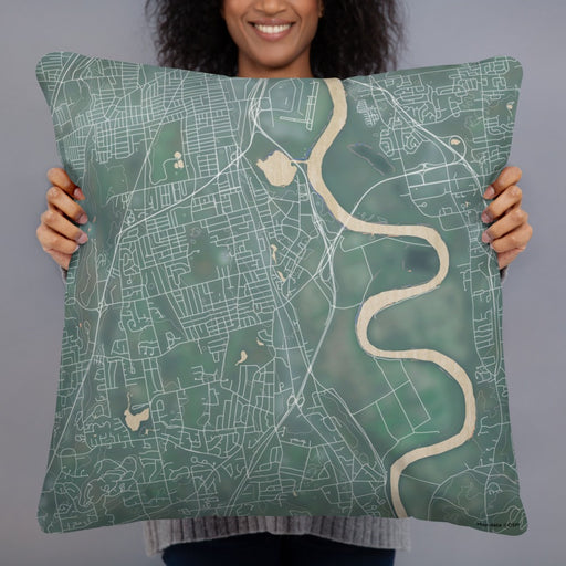 Person holding 22x22 Custom Wethersfield Connecticut Map Throw Pillow in Afternoon
