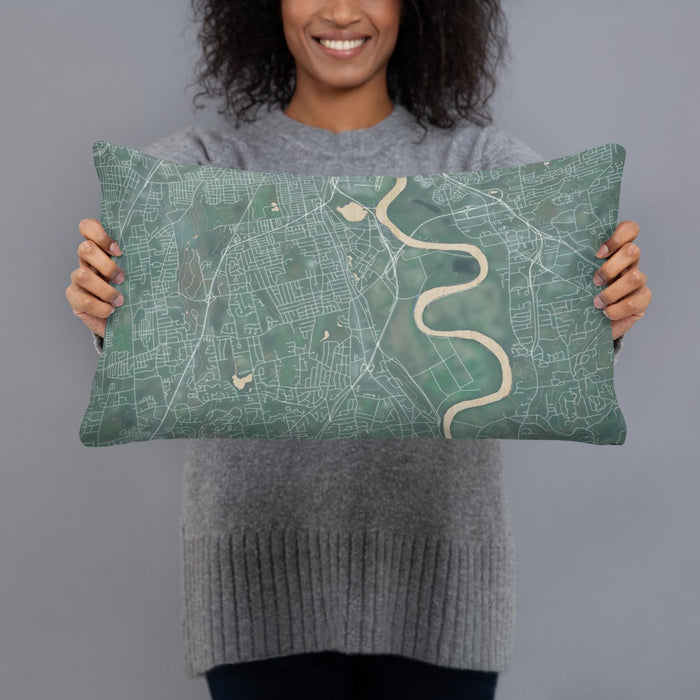 Person holding 20x12 Custom Wethersfield Connecticut Map Throw Pillow in Afternoon