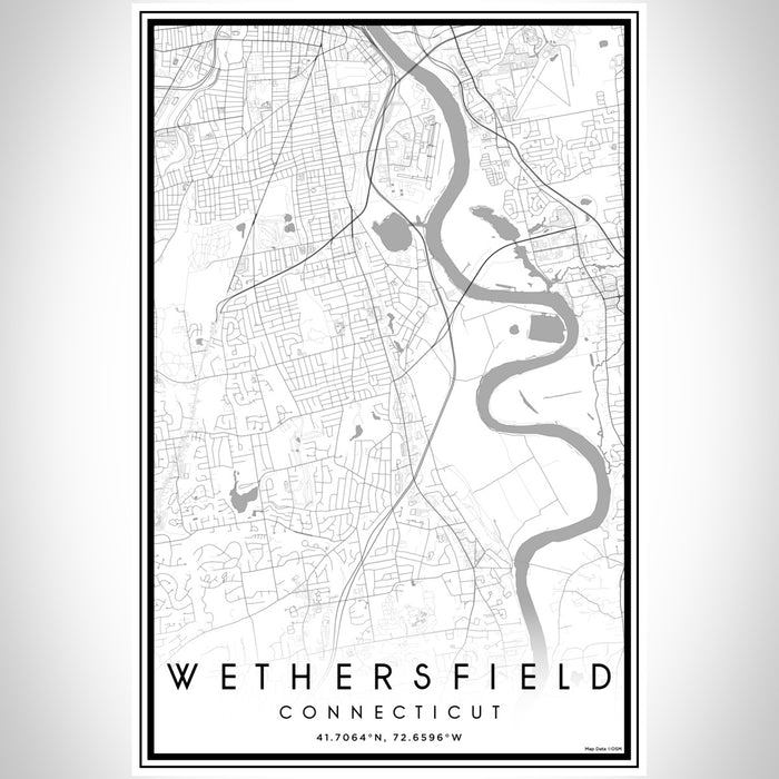 Wethersfield Connecticut Map Print Portrait Orientation in Classic Style With Shaded Background
