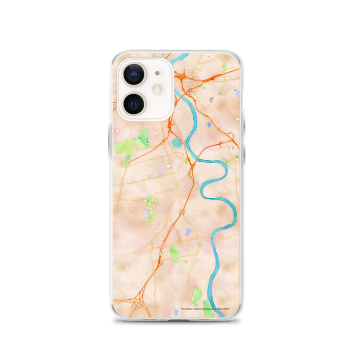 Custom iPhone 12 Wethersfield Connecticut Map Phone Case in Watercolor