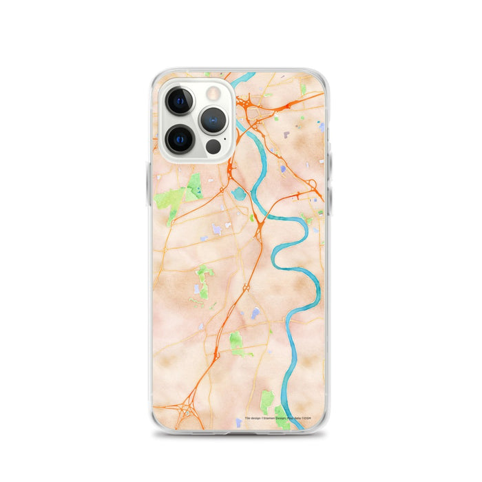 Custom iPhone 12 Pro Wethersfield Connecticut Map Phone Case in Watercolor