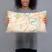 Person holding 20x12 Custom Wethersfield Connecticut Map Throw Pillow in Watercolor
