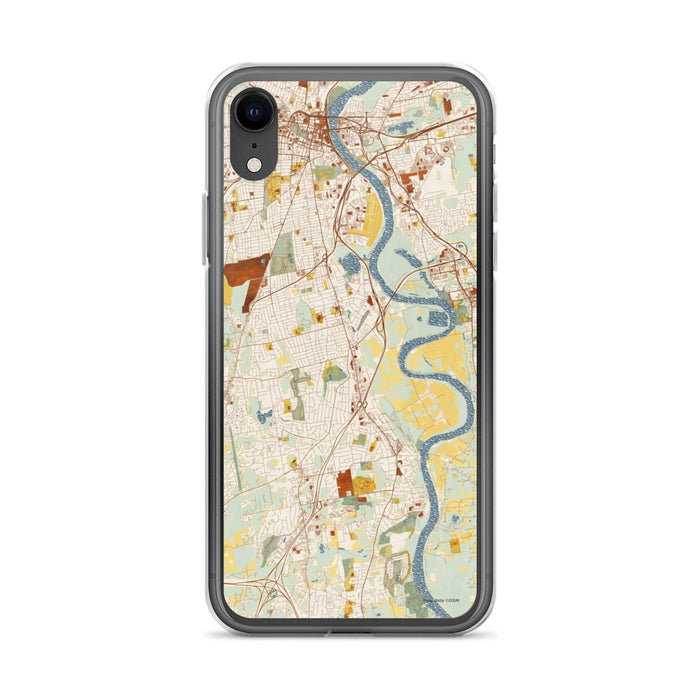 Custom iPhone XR Wethersfield Connecticut Map Phone Case in Woodblock