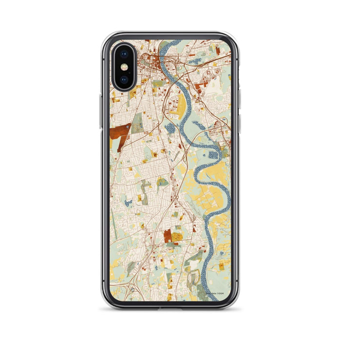 Custom iPhone X/XS Wethersfield Connecticut Map Phone Case in Woodblock