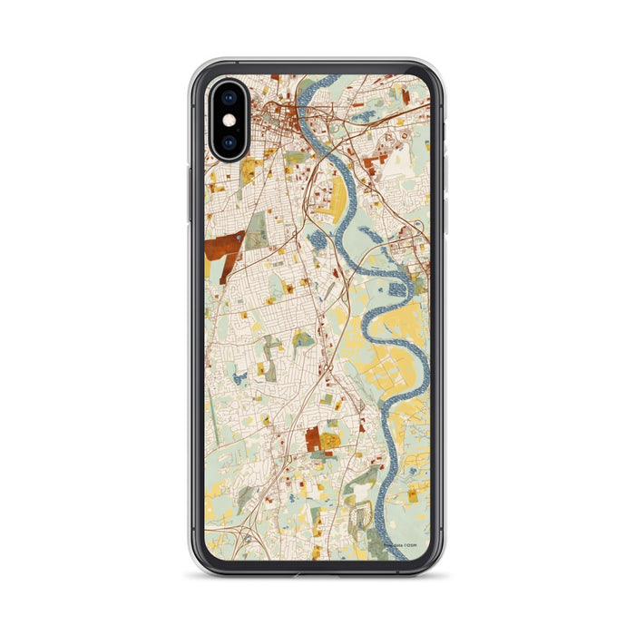 Custom iPhone XS Max Wethersfield Connecticut Map Phone Case in Woodblock