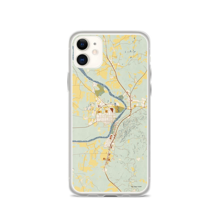 Custom iPhone 11 Wetumpka Alabama Map Phone Case in Woodblock