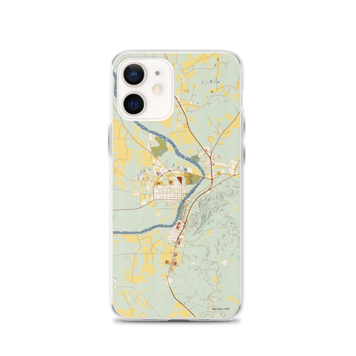 Custom iPhone 12 Wetumpka Alabama Map Phone Case in Woodblock