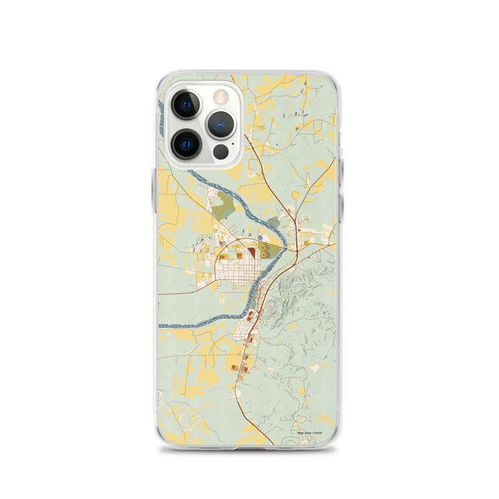 Custom iPhone 12 Pro Wetumpka Alabama Map Phone Case in Woodblock