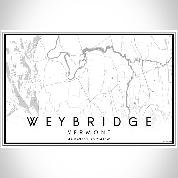 Weybridge Vermont Map Print Landscape Orientation in Classic Style With Shaded Background