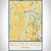Weybridge Vermont Map Print Portrait Orientation in Woodblock Style With Shaded Background